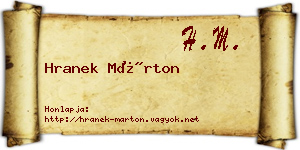Hranek Márton névjegykártya
